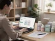 Verifica di schede prodotto di integratori beauty e wellness su laptop con confezioni sul tavolo